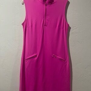 IBKUL Mini Check Sleeveless Mock Golf Neck Dress Pink Size S